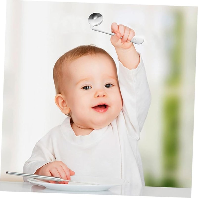 Ergonomic Angled Spoon and Fork for Elderly Right Handed Stainless Steel Self Feeding Assist Utensils - Image 5